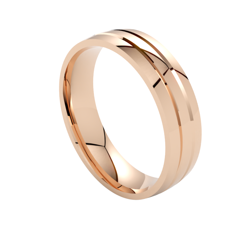 elegancka obrączka ślubna różowe złoto 585 szerokość 6 mm